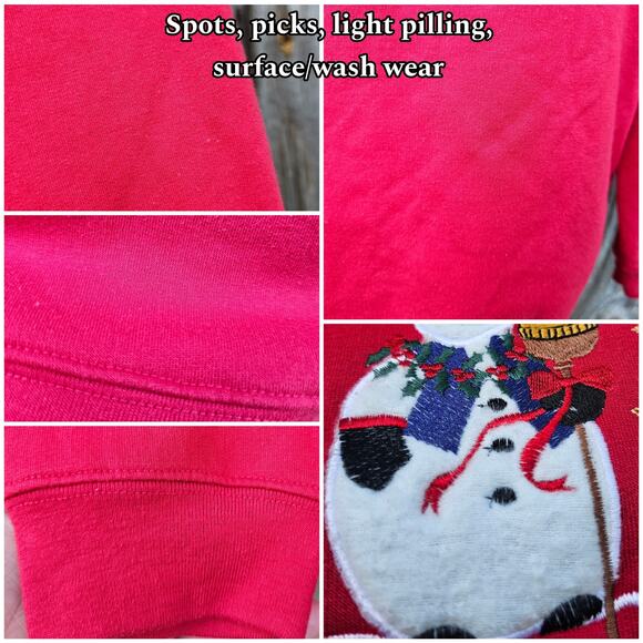 Red Christmas Collared Sweatshirt Size M Snowman Plaid Tree Poinsettia Holiday - Picture 7 of 12